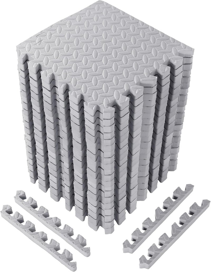 Arrowbash 12x12x1 Inch EVA Thick Interlocking Foam Floor Tiles Puzzle Exercise Mat Foam Mats for Home Gym Pets(Grey,20) - Image 1